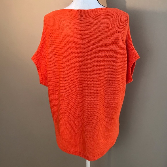 Jcp Orange Knitted Short Sleeved Sweater Top L - Picture 4 of 6